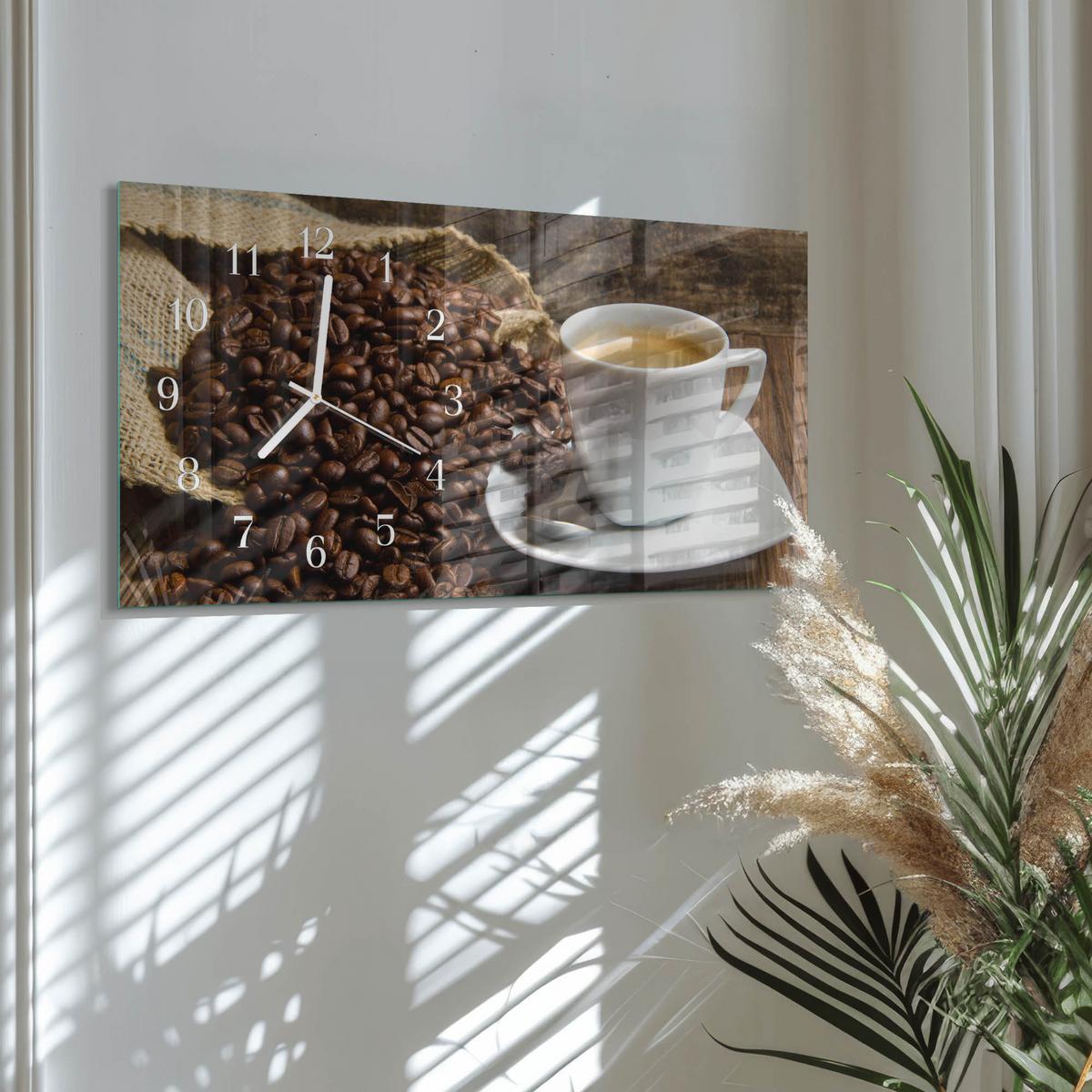WANDUHR aus Glas 60x30 cm - Kaffee - Braun, Glas (60/30/0.4cm) - TULUP