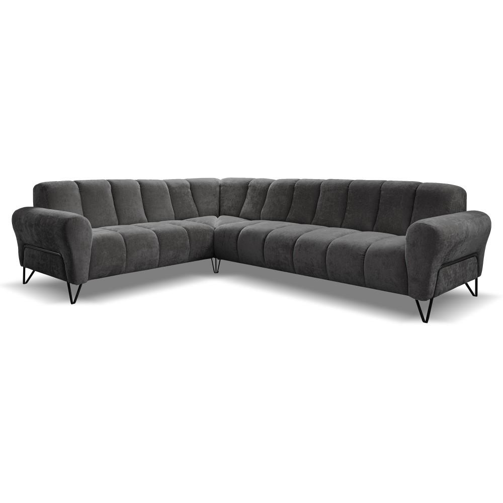 ECKSOFA Volare ohne Schlaffunktion Anthrazit rechts - Anthrazit/Schwarz, Textil/Metall (295/235cm) - Beautysofa