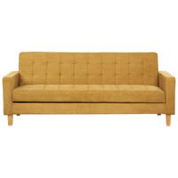 3-SITZER-SCHLAFSOFA senfgelb mit Stauraum Vehkoo - Hellbraun/Gelb, Textil (200/86/77cm) - Beliani