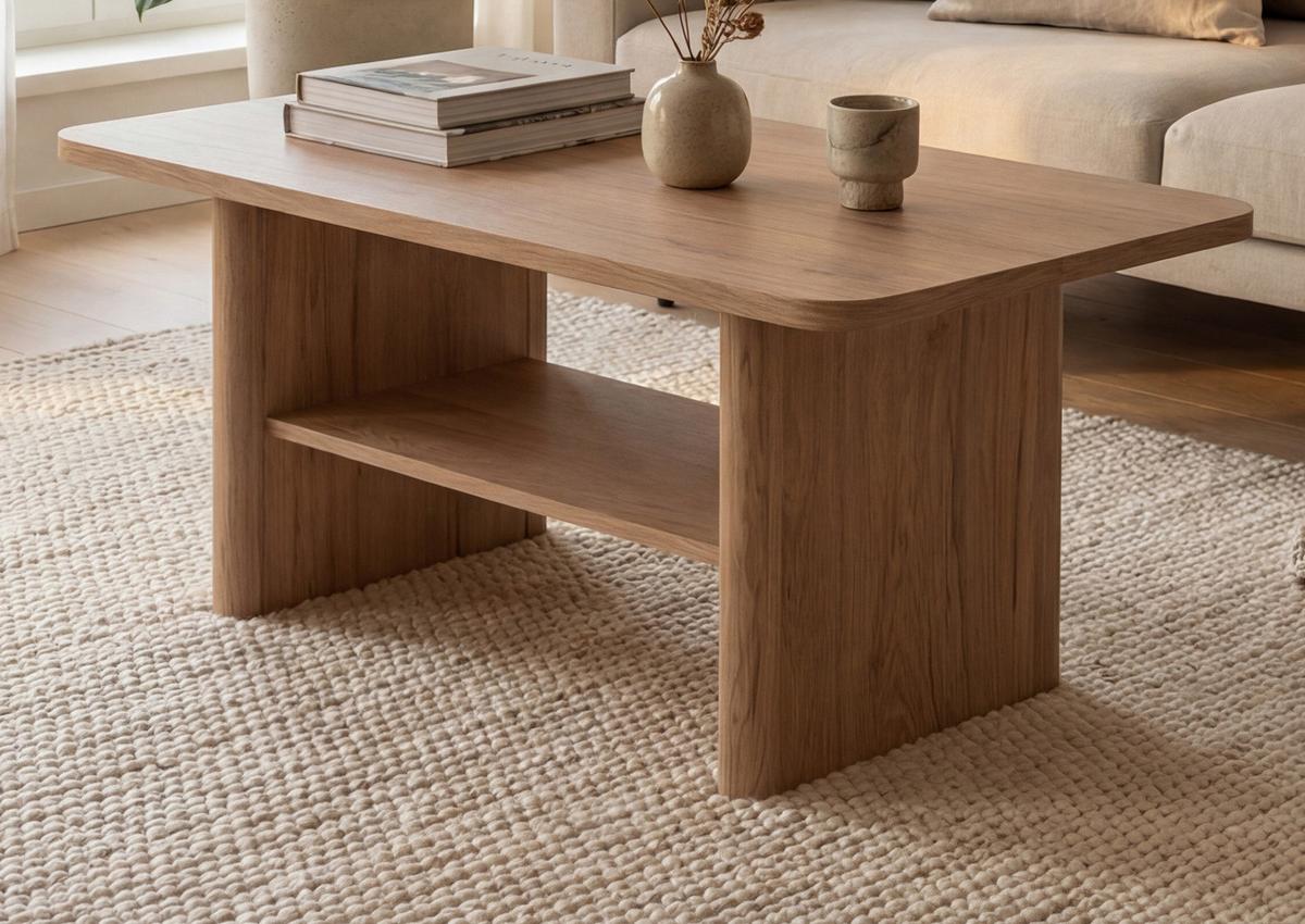 COUCHTISCH Hickory Walnuss 90 x 56 cm, Wohnzimmertisch mit Ablage - Walnussfarben, Holzwerkstoff (56/90/42cm) - Furn.Design