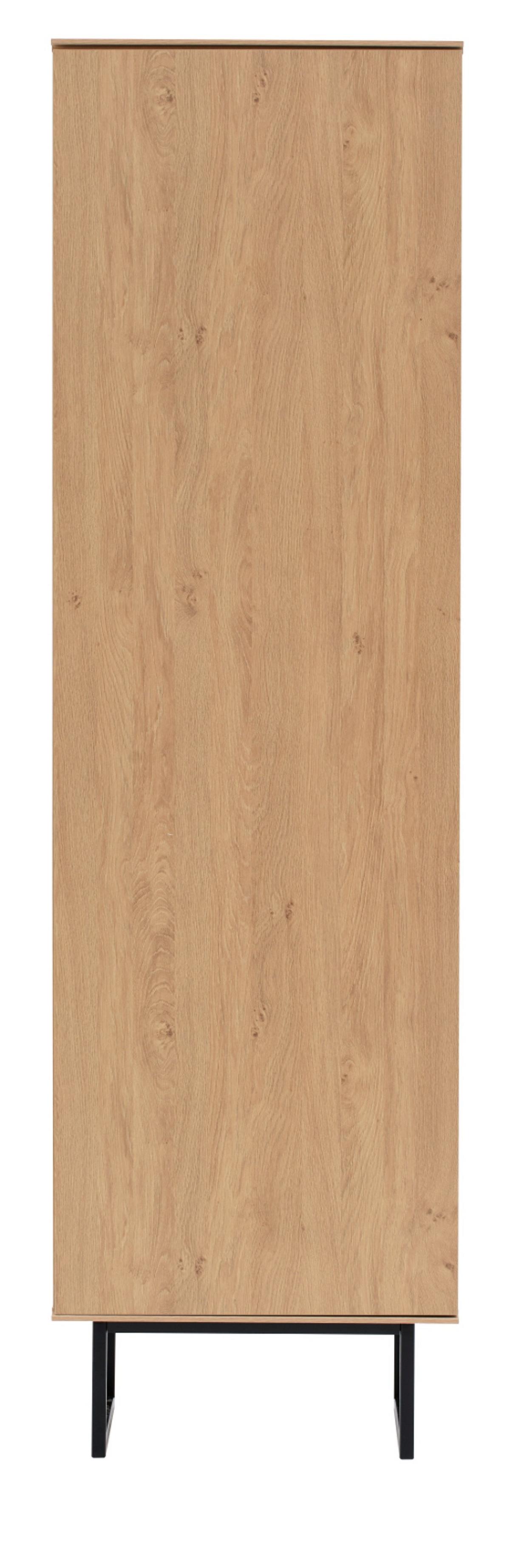GARDEROBENSCHRANK Stone Eiche 58 x 200 cm, großer Schuhschrank mit Push-to-Open - Eichefarben/Schwarz, Holzwerkstoff/Metall (58/200/40cm) - Furn.Design