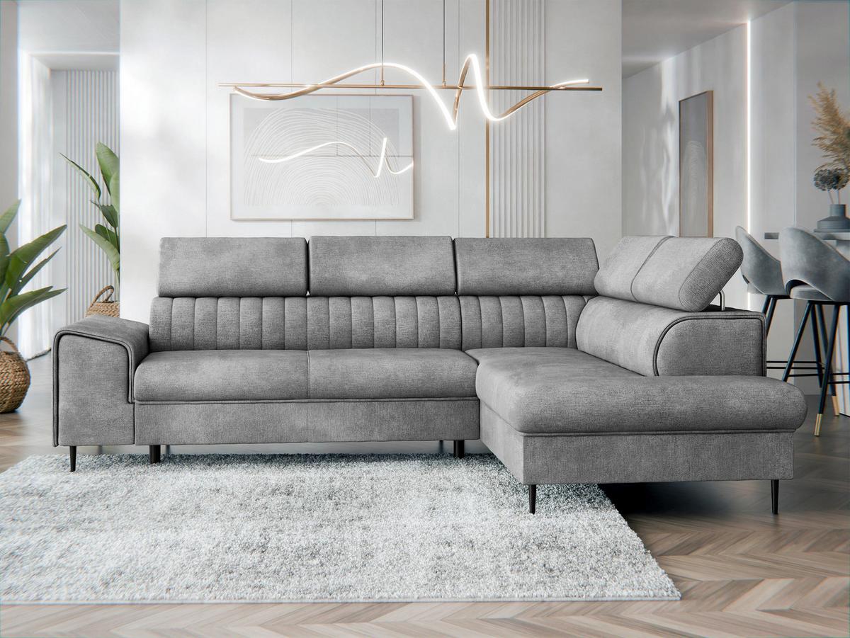 ECKSOFA Kadurin, Seite: Rechts - Greige/Schwarz, Holz/Kunststoff (276/206cm) - MIRJAN24