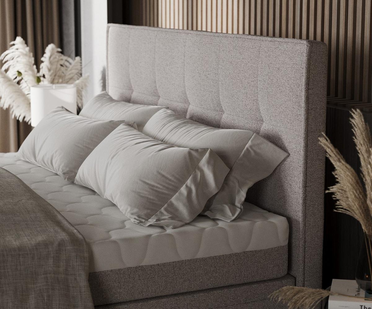 BOXBETT Arivo 180/200 cm Beige im Riva Stoff - Beige/Schwarz, Holz/Holzwerkstoff (180/200cm) - AltaBeds