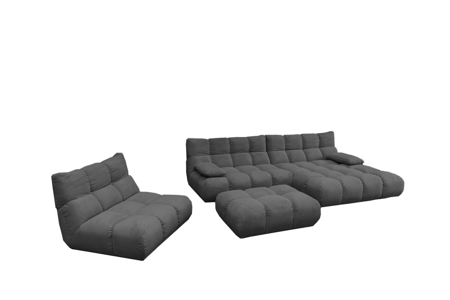 SITZGRUPPE VIVIEN 3ER SET Anthrazit Cord (1er-Set) - Anthrazit, Kunststoff/Textil (510/85/359cm) - KAWOLA