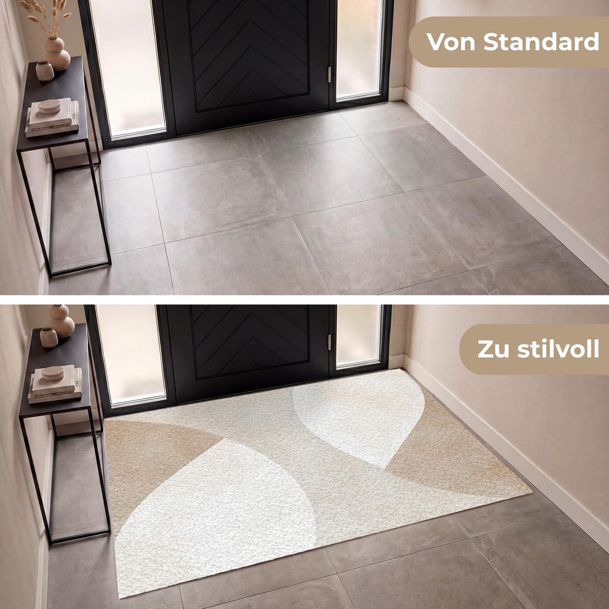 FUSSMATTE Braun - Japandi - Abstrakt Schmutzfangmatte 180x120 cm - Beige, Kunststoff (180/0.4cm) - MuchoWow