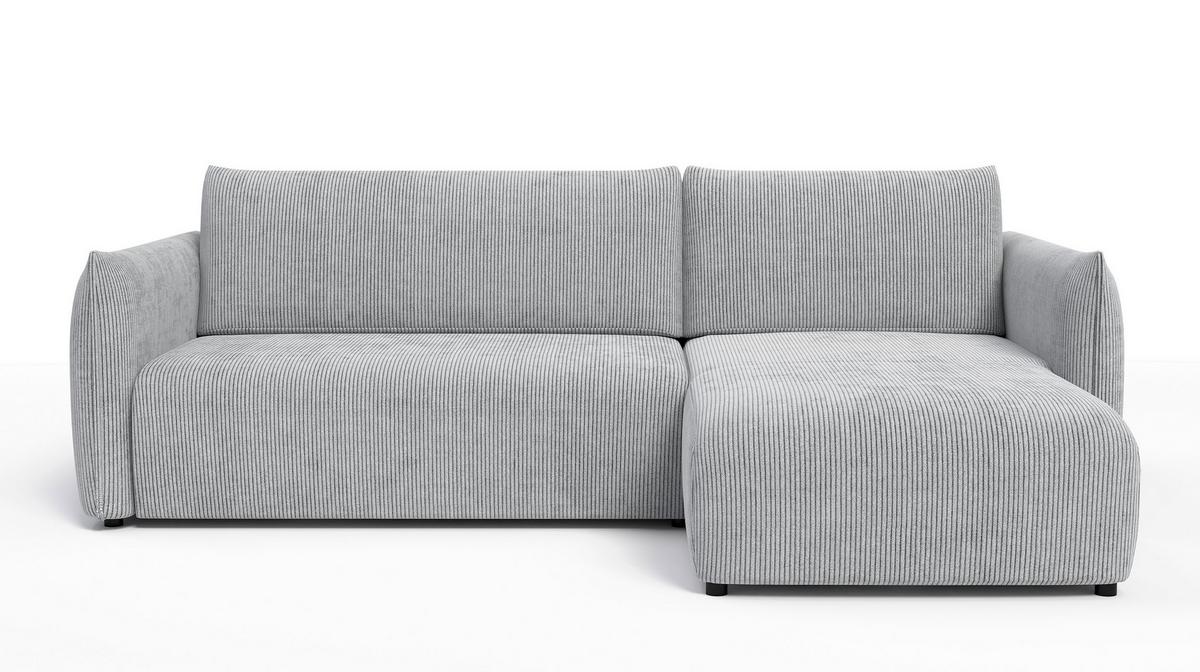 ECKSOFA TAUER 3-Sitzer links, hellgrau - Hellgrau/Schwarz, Holz/Textil (248/173cm) - Wozimo