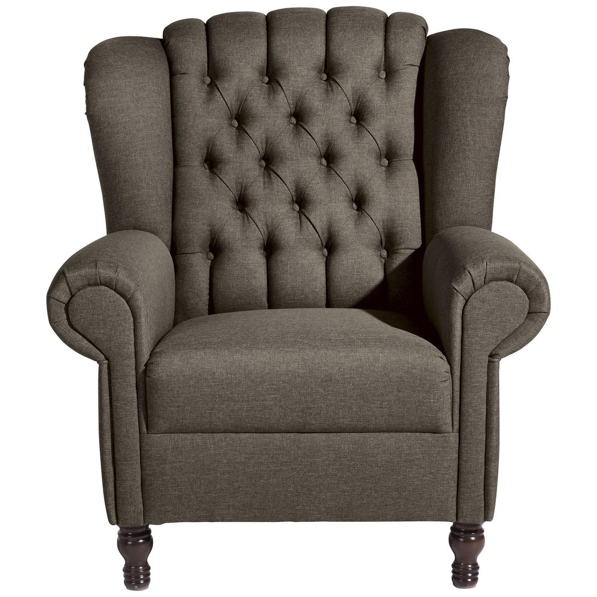 OHRENBACKENSESSEL Katreen Bezug Flachgewebe Buche nussbaum dunkel / braun - Braun, Kunststoff (91/101/90cm) - 58aufmkessel