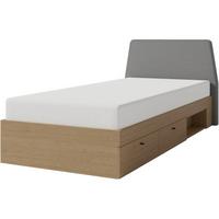 JUGENDBETT Alex mit 2 Schubladen, 90x200 cm, Eukalyptus - Eukalyptusholzfarben/Schwarz, Holzwerkstoff (90/200cm) - Beautysofa