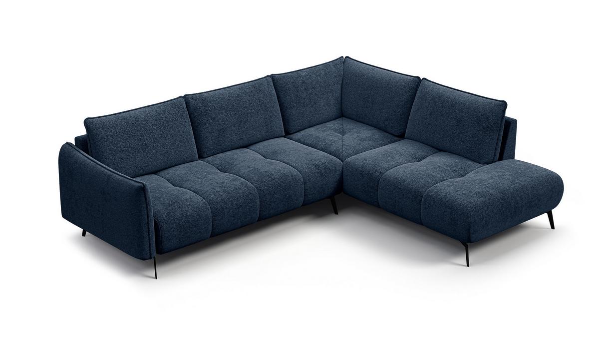 ECKSOFA AERA 5-Sitzer rechts, dunkelblau - Schwarz/Dunkelblau, Holz/Textil (268/206cm) - Wozimo