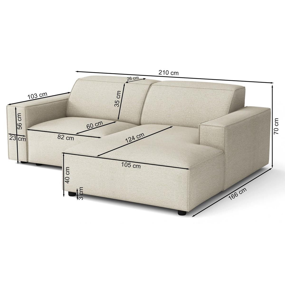 ECKSOFA Sellmo 210 cm - Schwarz/Cappuccino, Kunststoff/Textil (210/166cm) - Selsey