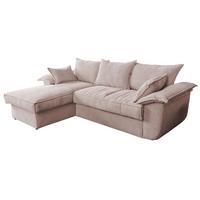 ECKSOFA DAMETO Pink Cord Mit Schlaffunktion - Pink/Schwarz, Kunststoff/Textil (266/174cm) - KAWOLA