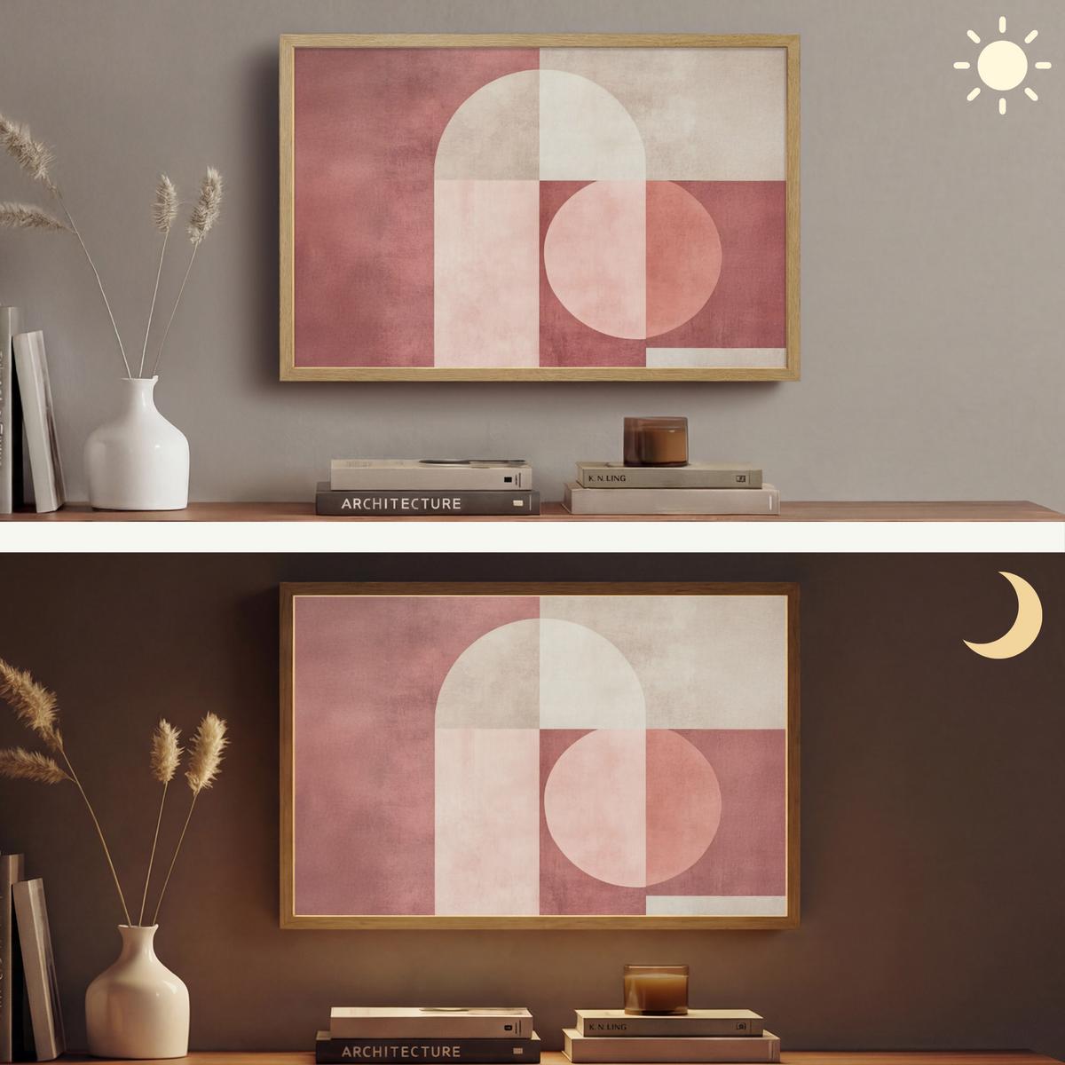 WANDLEUCHTE MIT AKKU Figuren - Abstrakt - Rosa 60x40 cm - Altrosa, Holzwerkstoff (60/40/8cm) - OnlyWow