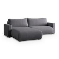 ECKSOFA TURIN P Grau Kordstoff mit Schlaffunktion - Grau, Holz/Kunststoff (265/183cm) - MASSENO