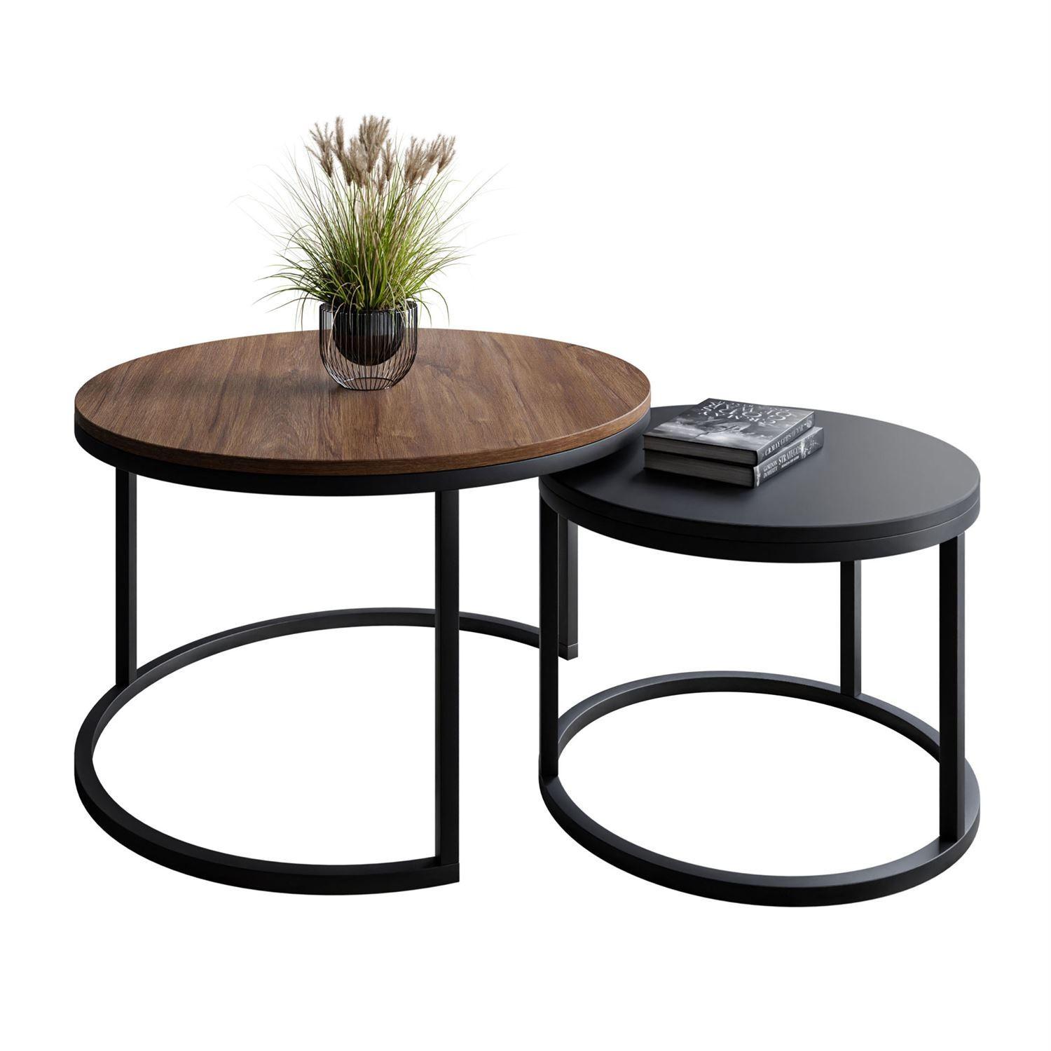 COUCHTISCH CIRI MIX SLIM 2-in-1 - Dunkelbraun, Holzwerkstoff (70/70/48cm) - Lookway