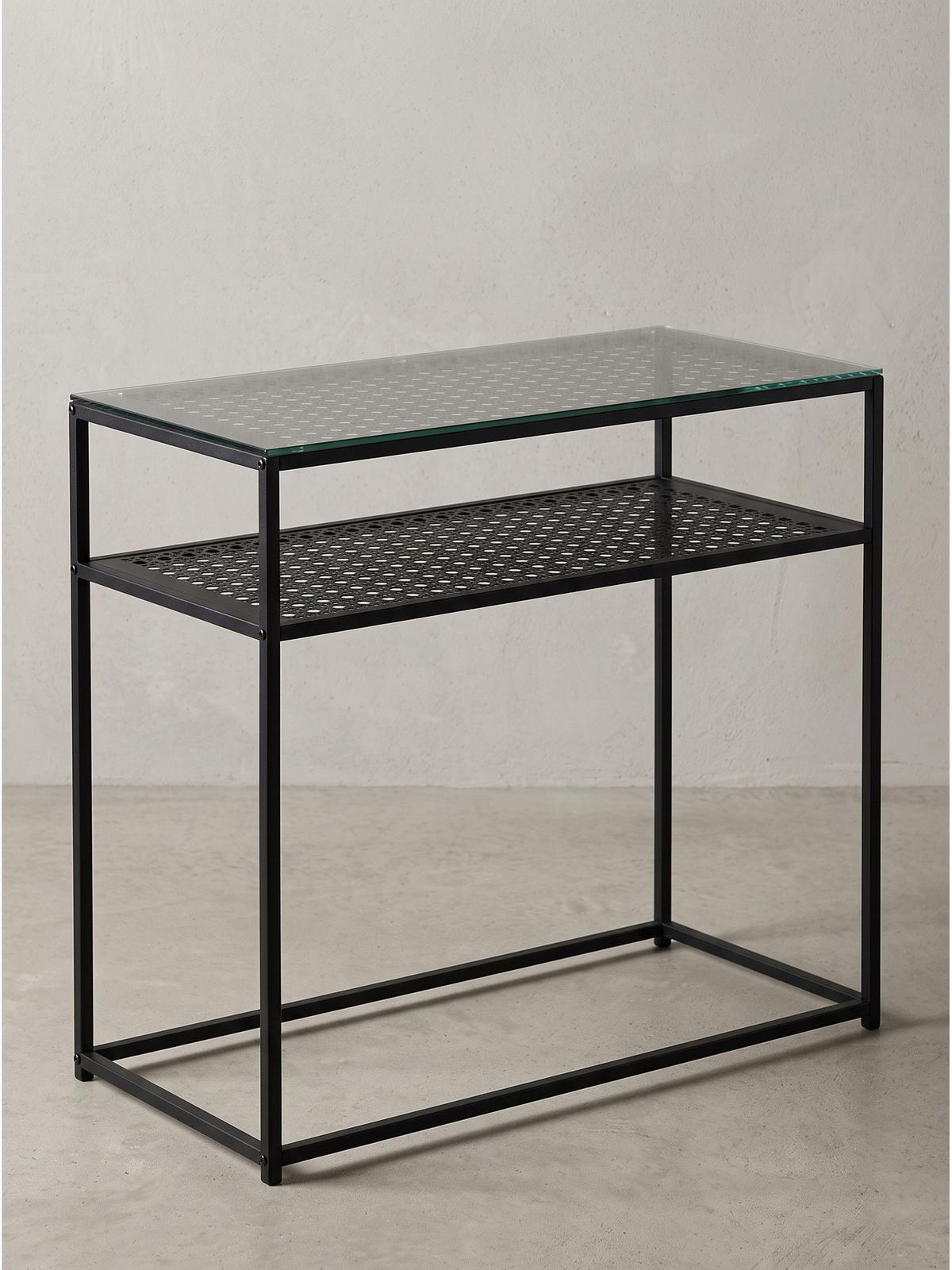 KONSOLENTISCH ALCUDIA, Einscheibensicherheitsglas, Schwarz, 80 x 40 x 77 cm - Schwarz, Glas/Metall (40/80/77cm) - KADIMA DESIGN