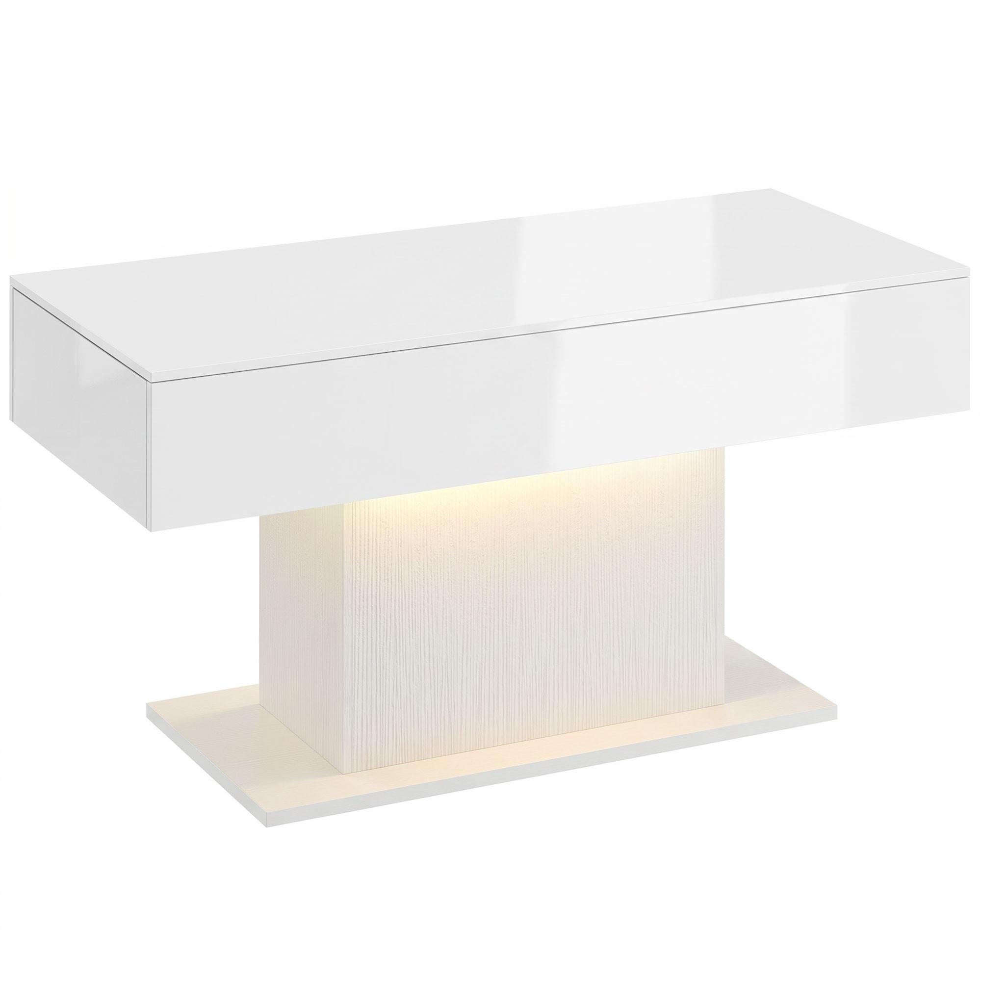 COUCHTISCH Spanplatte MDF Weiß - Weiß Hochglanz/Weiß, Holzwerkstoff (108/48/55cm) - HOMCOM