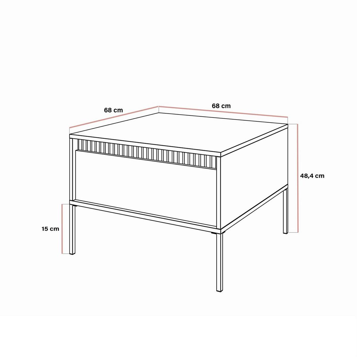 COUCHTISCH YASUMI mit Schublade beige - Beige, Holzwerkstoff (68/68/48.4cm) - Lookway