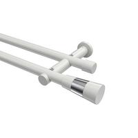 GARDINENSTANGE Platon Tanara 100 cm, 2-läufig (ohne Ringe), 20 mm Ø Weiß - Chromfarben/Weiß, Metall (100cm) - INTERDECO