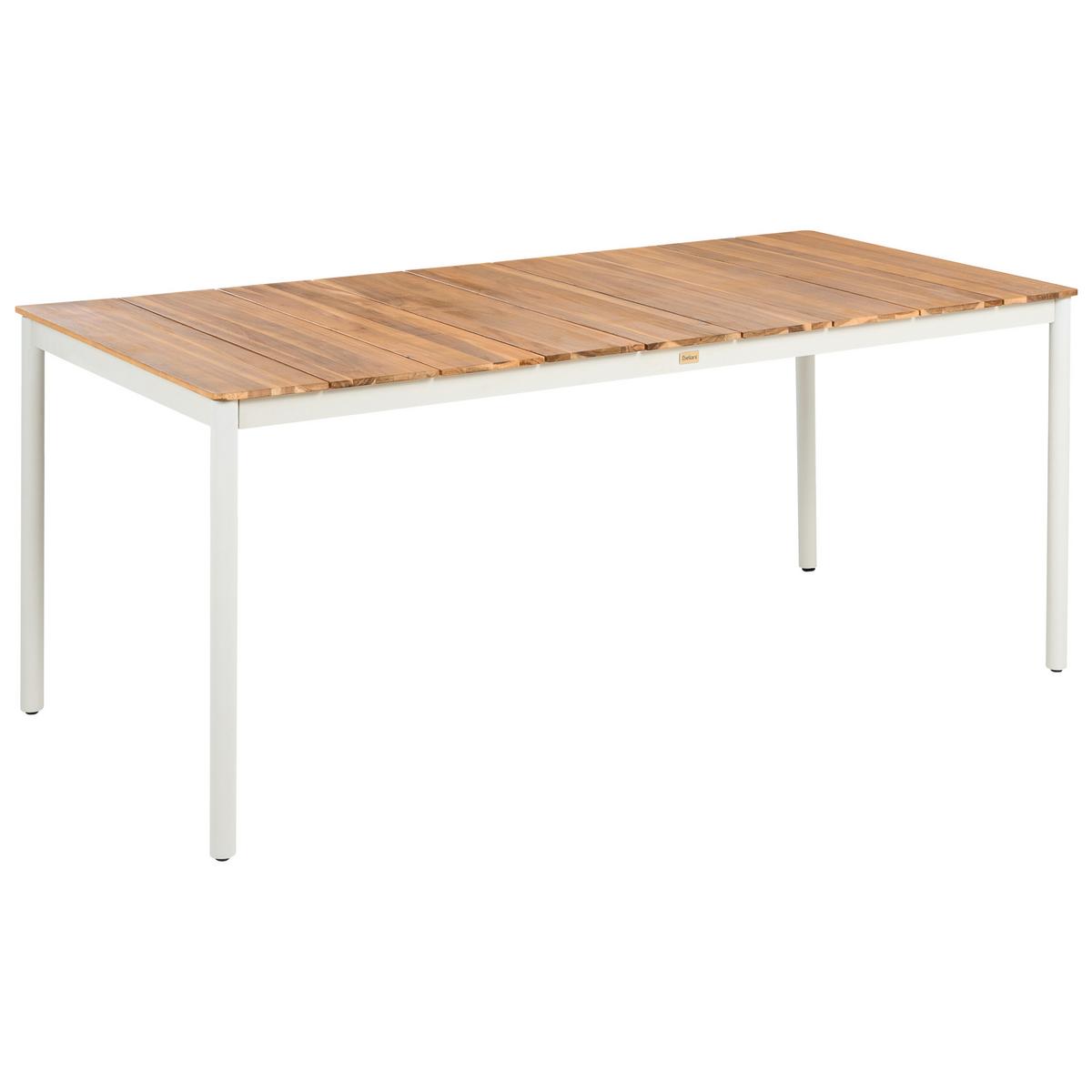 GARTENMÖBEL-SET mit Bänken 6-Sitzer Akazienholz Braun Giovinazzo - Creme, Holz - Beliani
