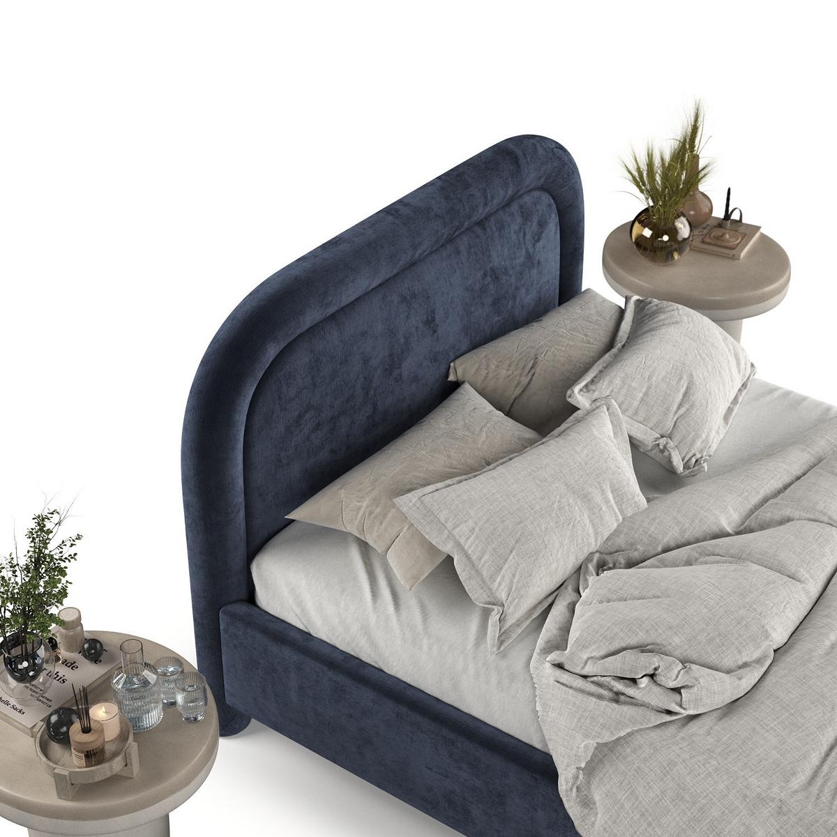 POLSTERBETT Zoya 120/200 cm Marineblau im Lotta Stoff - Naturfarben/Dunkelblau, Holz/Holzwerkstoff (120/200cm) - AltaBeds
