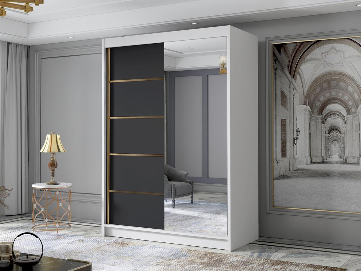 SCHIEBETÜRENSCHRANK Lungo III - Goldfarben/Multicolor, Holzwerkstoff/Metall (120/200/58cm) - MIRJAN24