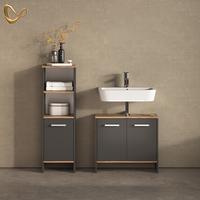 BADEZIMMERMÖBEL-SET Amalfi Anthrazit/Goldkraft Eiche 2 Teile - Honigeiche/Anthrazit, Holzwerkstoff (63.8/57/26.3cm) - Livinity®
