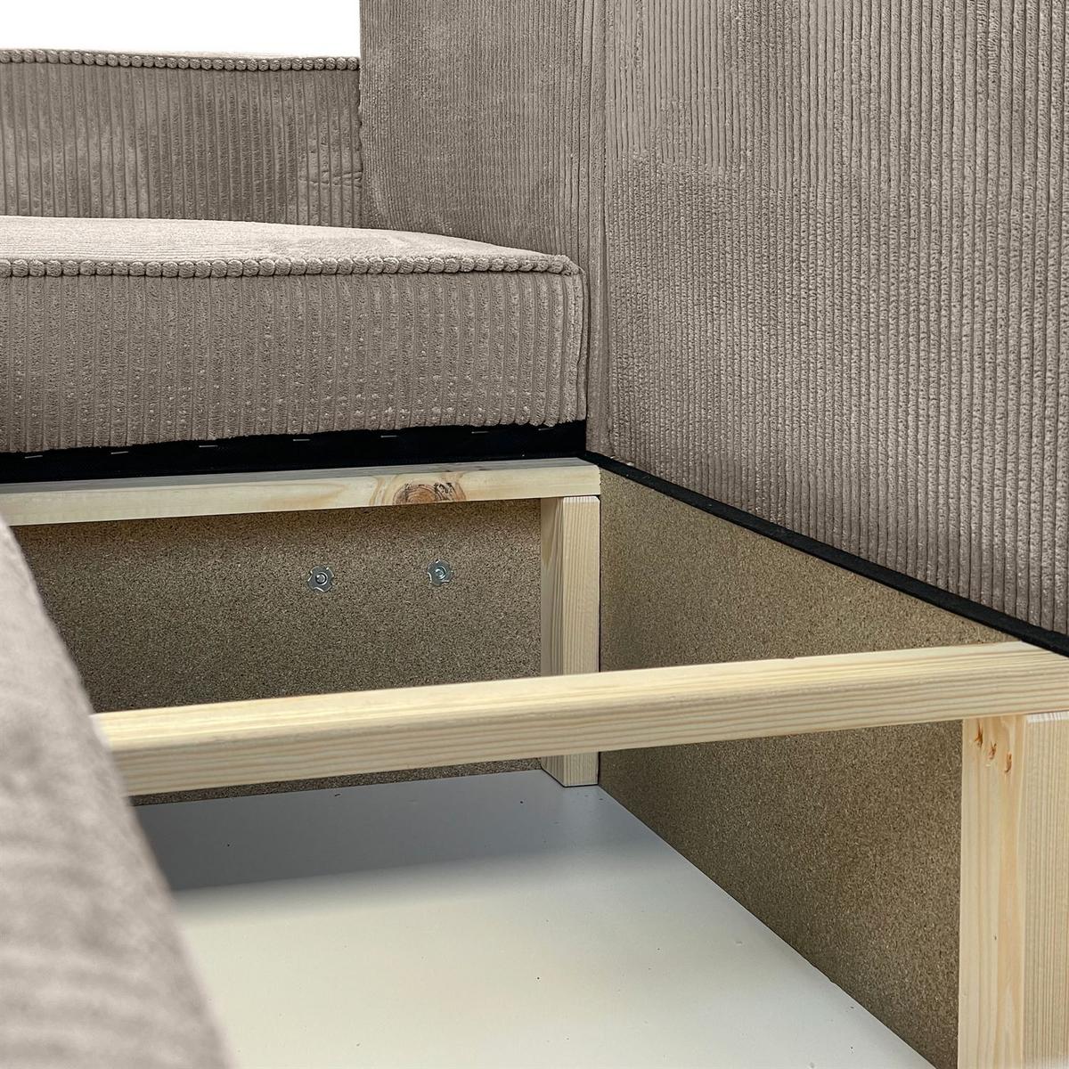 ECKSOFA Gepolstertes CARLO XL Cord mit Schlaffunktion und Bettkasten, Poso 02 - Beige, Textil (277/143cm) - Lookway