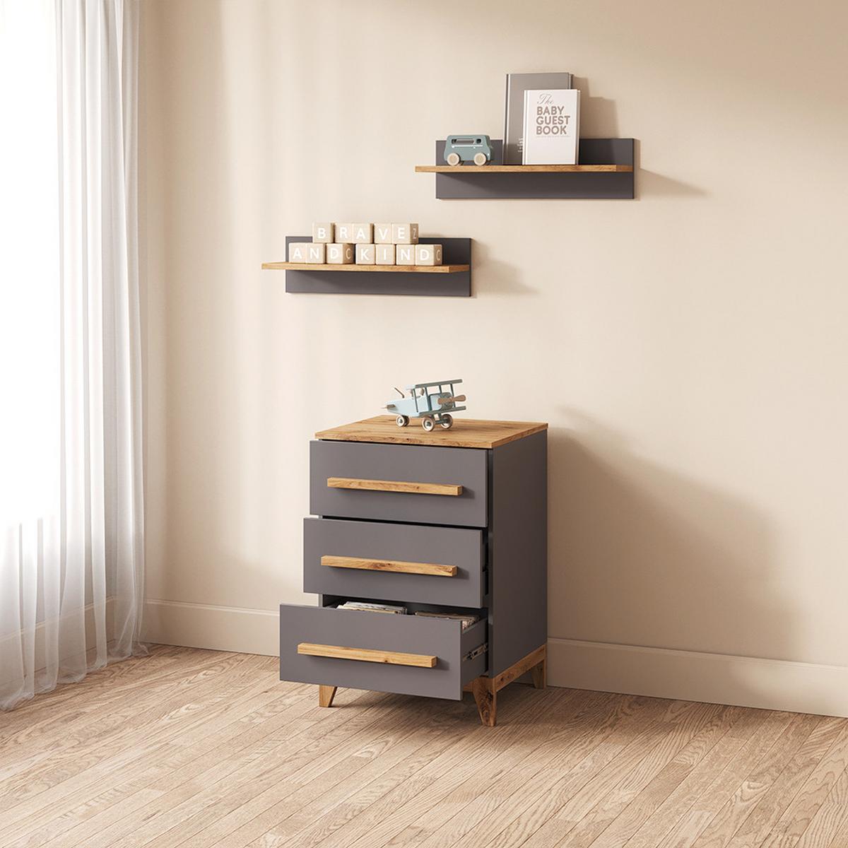 KOMMODE Mailo Grau/Artisan 60 x 88 cm mit Tür - Eiche Artisan/Grau, Holzwerkstoff (60/88/53.4cm) - Livinity®