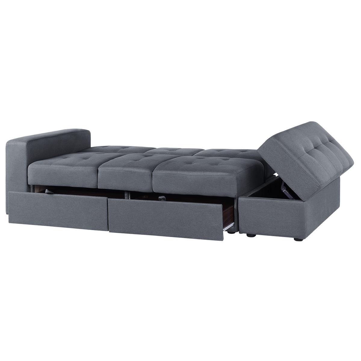 3-SITZER-SCHLAFSOFA dunkelgrau mit Stauraum Ottomane Falster - Grau, Textil (210/71/94cm) - Beliani