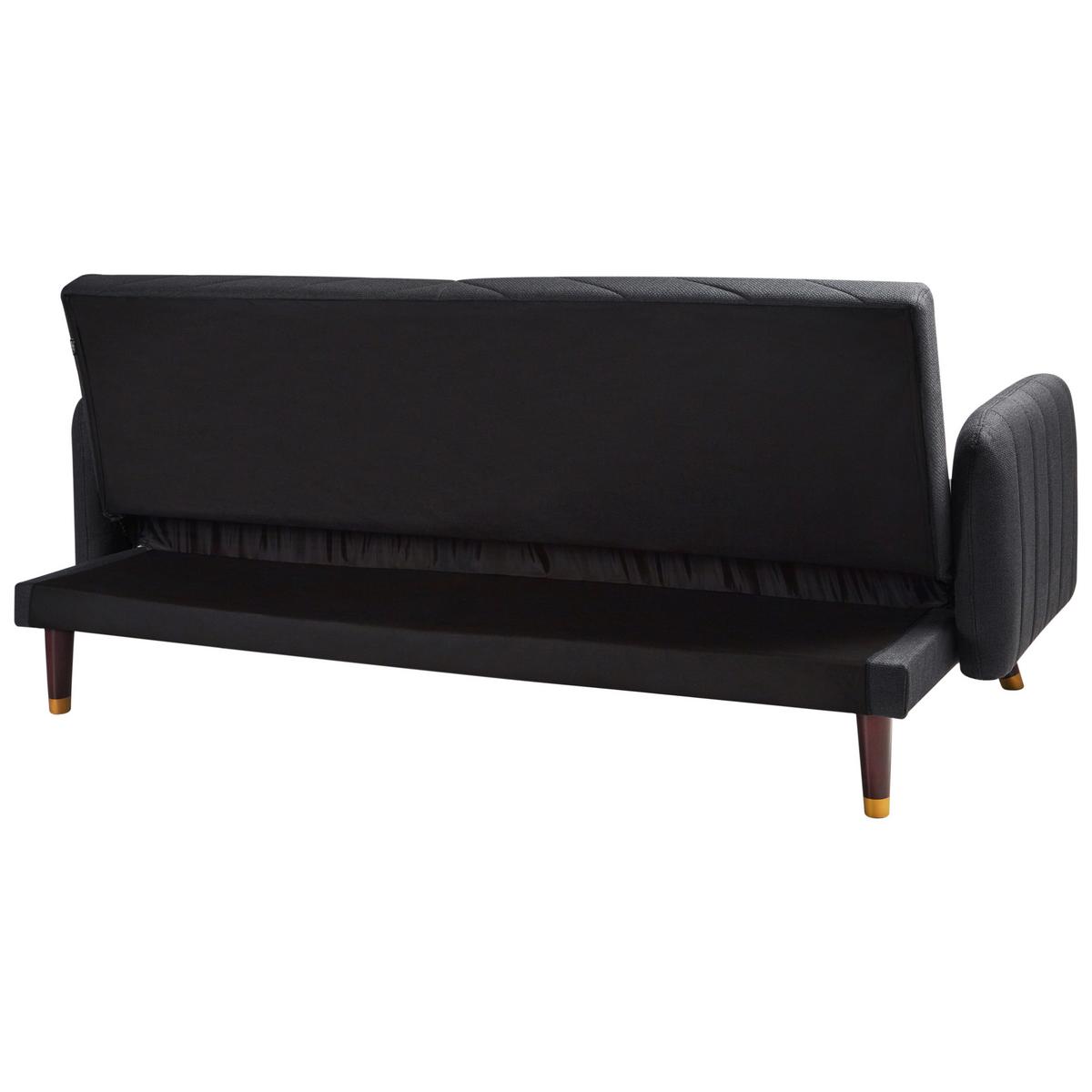 SCHLAFSOFA 3-Sitzer Kunstleinen Schwarz Senja - Schwarz, Textil (198/87/95cm) - Beliani