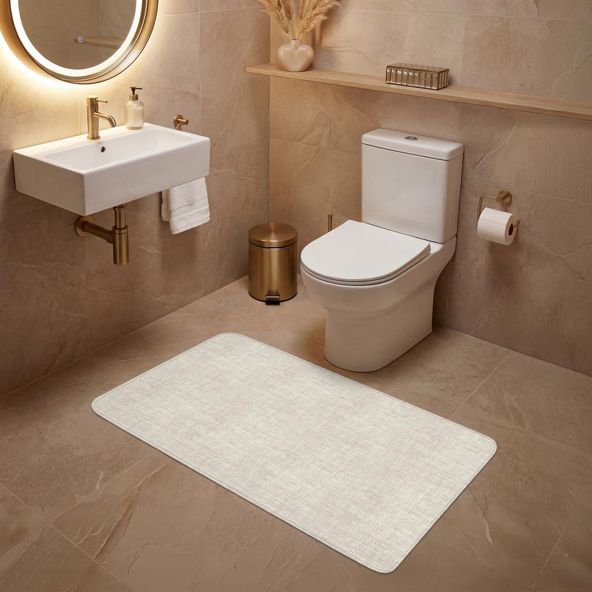 WC-VORLEGER Leinen - Textur - Beige WC Teppich 120x60 cm - Beige, Textil (120/1cm) - OnlyWow