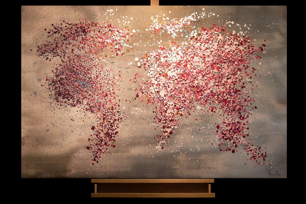 ÖLGEMÄLDE 120/80 cm - Pink/Goldfarben, Holz/Textil (120/80cm) - KUNSTLOFT