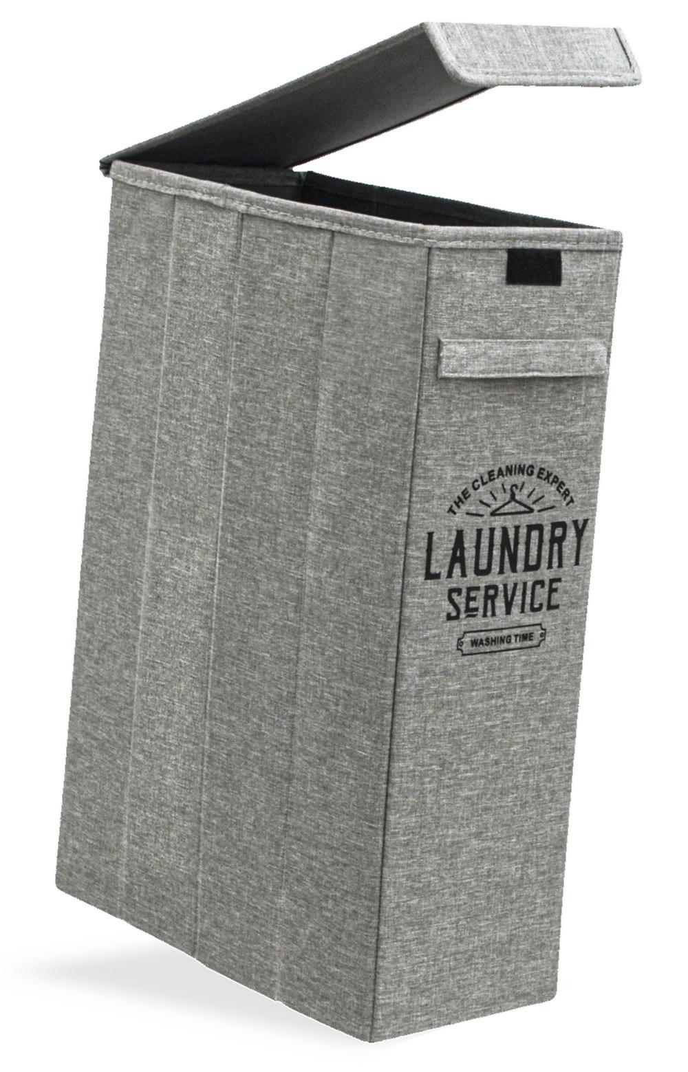 WÄSCHEKORB 50 Liter mit Deckel 20x40x60 cm Grau - Grau, Kunststoff (20/60/40cm) - Dunedesign