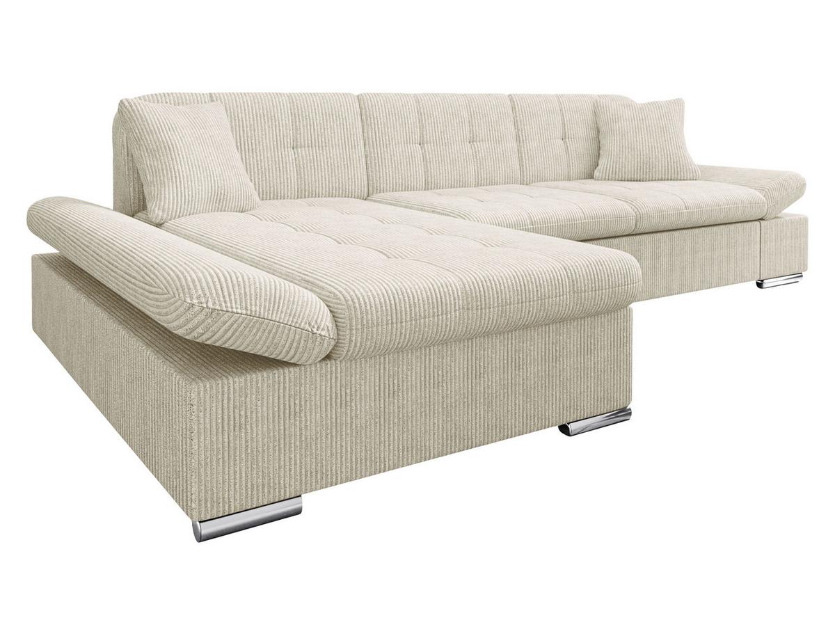 ECKSOFA Montana Cord, Seite: Links - Creme, Holz/Textil (278/161cm) - MIRJAN24