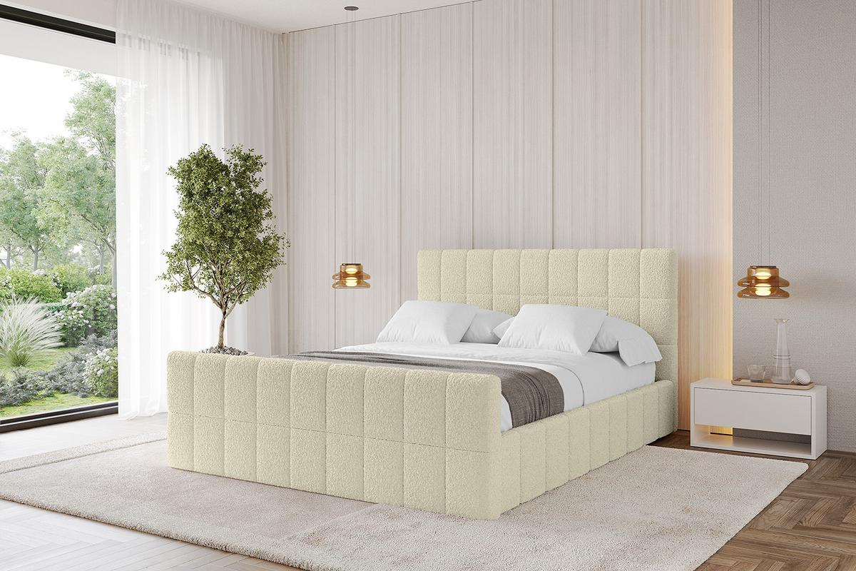 POLSTERBETT mit Bettkasten, Fußteil und Lattenrost, Boxbett ohne Matratze - AMEA-Z 180x200 Beige - Taupe, Holzwerkstoff/Textil (180/200cm) - ALTDECOR