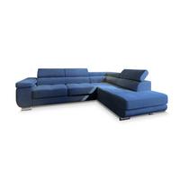 ECKSOFA APIRO R-S Blau Kordstoff mit Schlaffunktion - Blau/Silberfarben, Holz/Textil (276/202cm) - MASSENO
