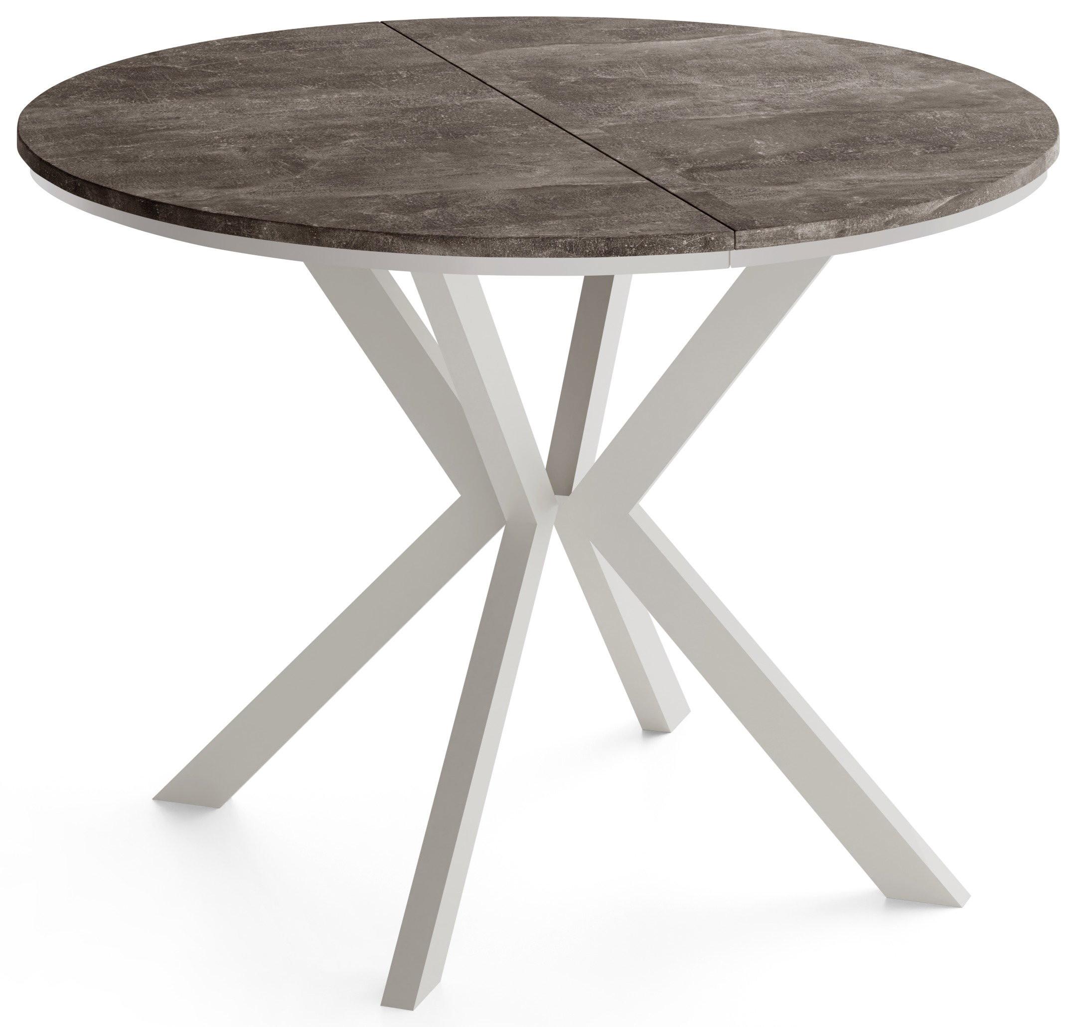 ESSTISCH Valio Neo rund oval ausziehbar verlängerbar mit Metallbeinen in Kaschmir Grau, Beton Dunkelgrau 100-140/100/76 cm - Kaschmir/Dunkelgrau, Holzwerkstoff/Metall (100/140/76cm) - WFL GROUP