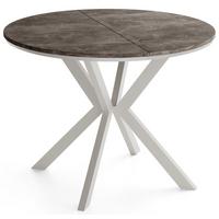 ESSTISCH Valio Neo rund oval ausziehbar verlängerbar mit Metallbeinen in Kaschmir Grau, Beton Dunkelgrau 100-140/100/76 cm - Kaschmir/Dunkelgrau, Holzwerkstoff/Metall (100/140/76cm) - WFL GROUP