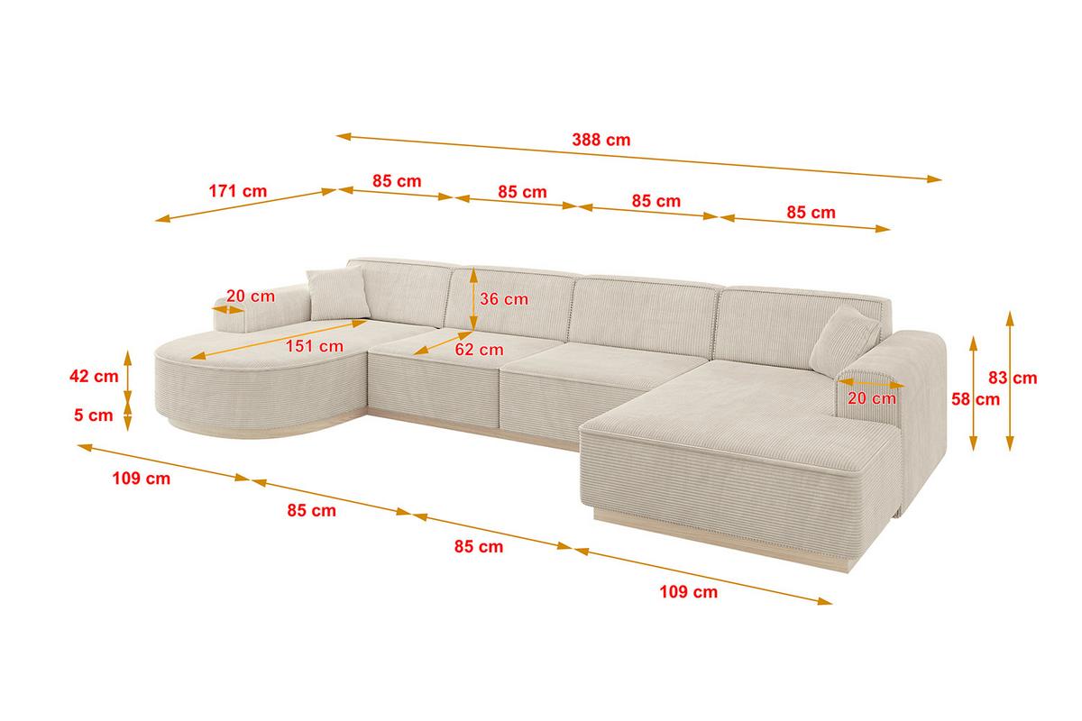 WOHNLANDSCHAFT ARRIO-U2 303x171x83 cm Beige - Beige, Holzwerkstoff/Textil (388/83/171cm) - ALTDECOR