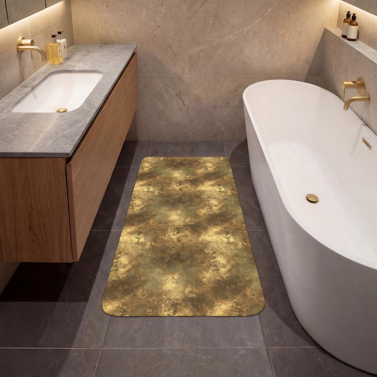 BADEMATTE Antik - Metallic-Look - Gold 60x120 cm - Goldfarben, Textil (60/120cm) - OnlyWow