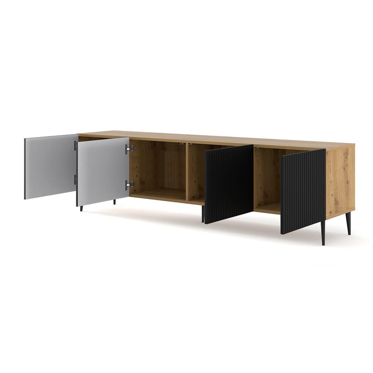 TV-MÖBEL Philaé Holz und Schwarz - Schwarz, Holzwerkstoff (200/56/42cm) - Petits-meubles