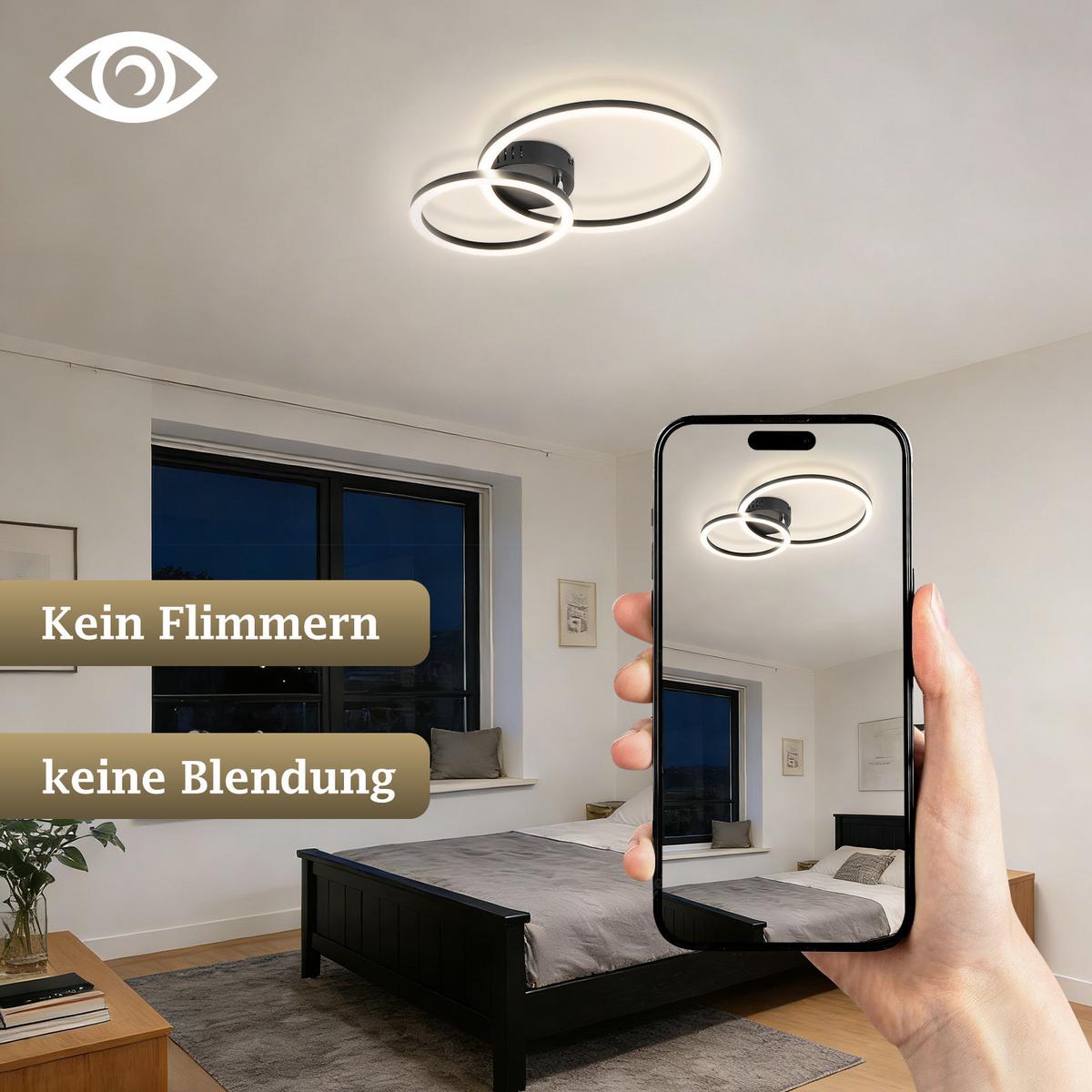 LED DECKENLEUCHTE Lrisal 40.5/30/6.7 cm - Schwarz, Kunststoff (40.5/30/6.7cm) - ZMH