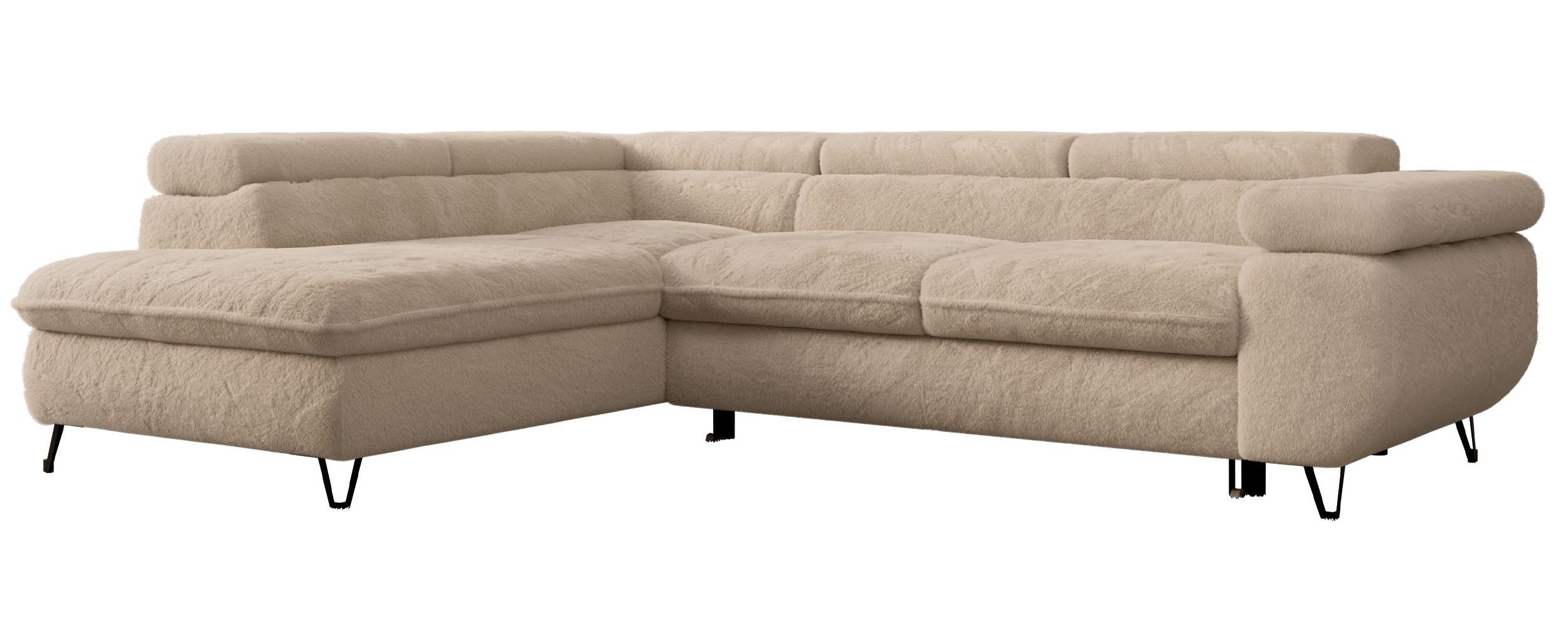 ECKSOFA PEDRO L Beige Plüsch - Links Seite - Sandfarben/Beige, Textil/Metall (208/273cm) - MKS