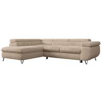 ECKSOFA PEDRO L Beige Plüsch - Links Seite - Sandfarben/Beige, Textil/Metall (208/273cm) - MKS