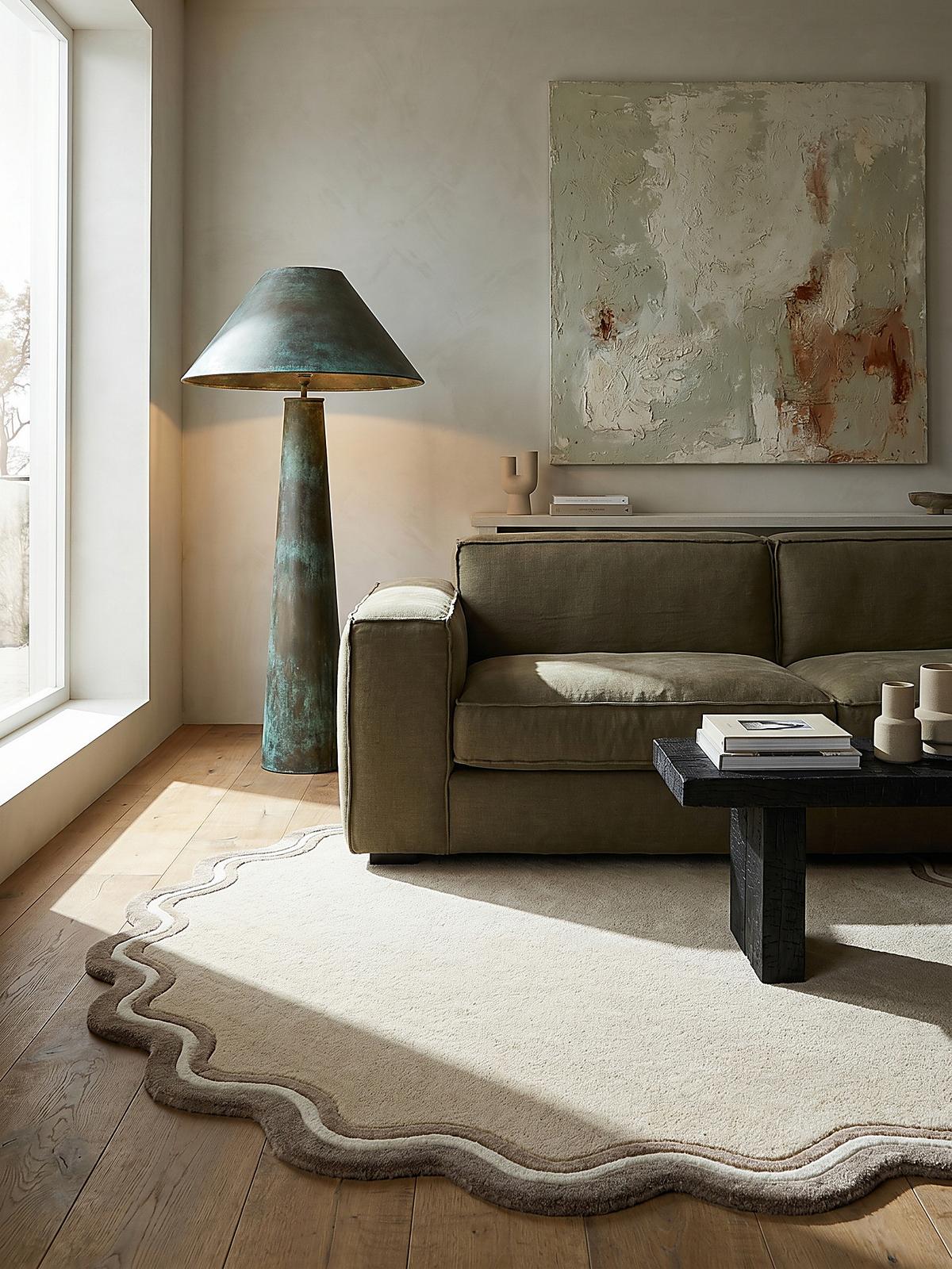 TEPPICH aus Wolle WINCH in Natur, mit Bordüre, Ø 180 cm - Beige, Textil (180/180cm) - KADIMA DESIGN