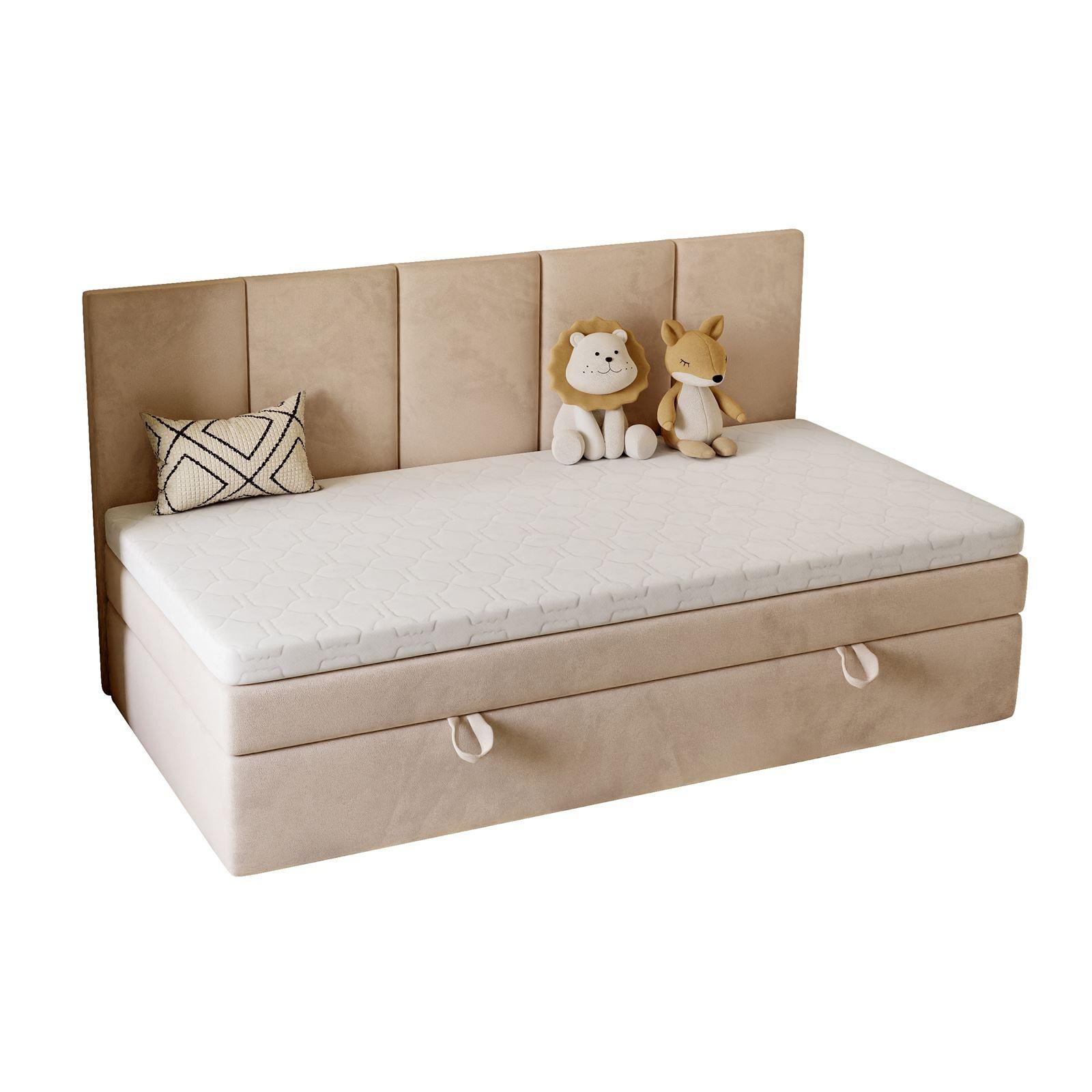 BOXSPRINGBETT ELZA MINI mit Topper 80x200 cm Royal Velvet 170 - Beige, Textil - Lookway