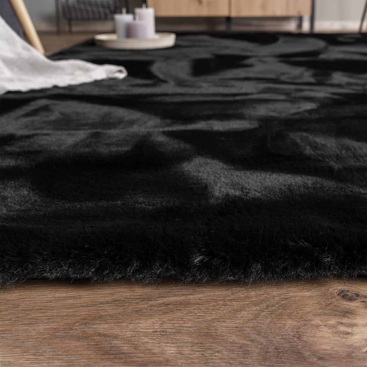 HOCHFLORTEPPICHE Schwarz 80 x 150 cm - Schwarz, Kunststoff (80/150cm) - TT Home