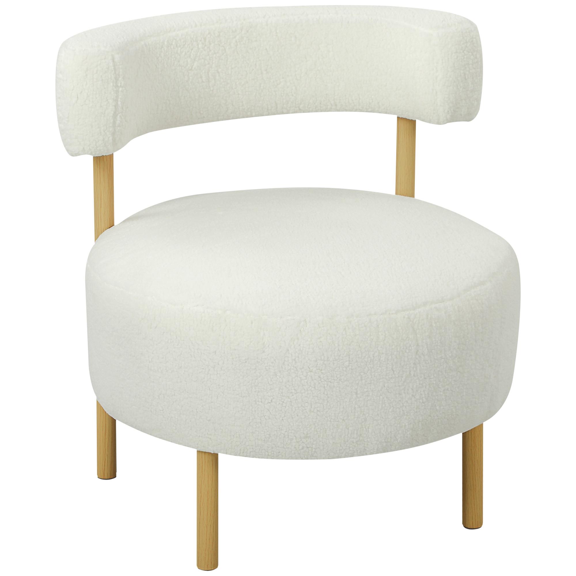 RELAXSESSEL mit Sherpa-Fleece Metallbeinen in Holzoptik Weiß - Eukalyptusholzfarben/Creme, Holz/Textil (67/71/67cm) - HOMCOM