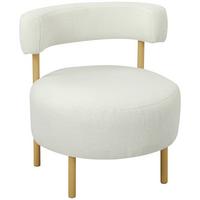 RELAXSESSEL mit Sherpa-Fleece Metallbeinen in Holzoptik Weiß - Eukalyptusholzfarben/Creme, Holz/Textil (67/71/67cm) - HOMCOM