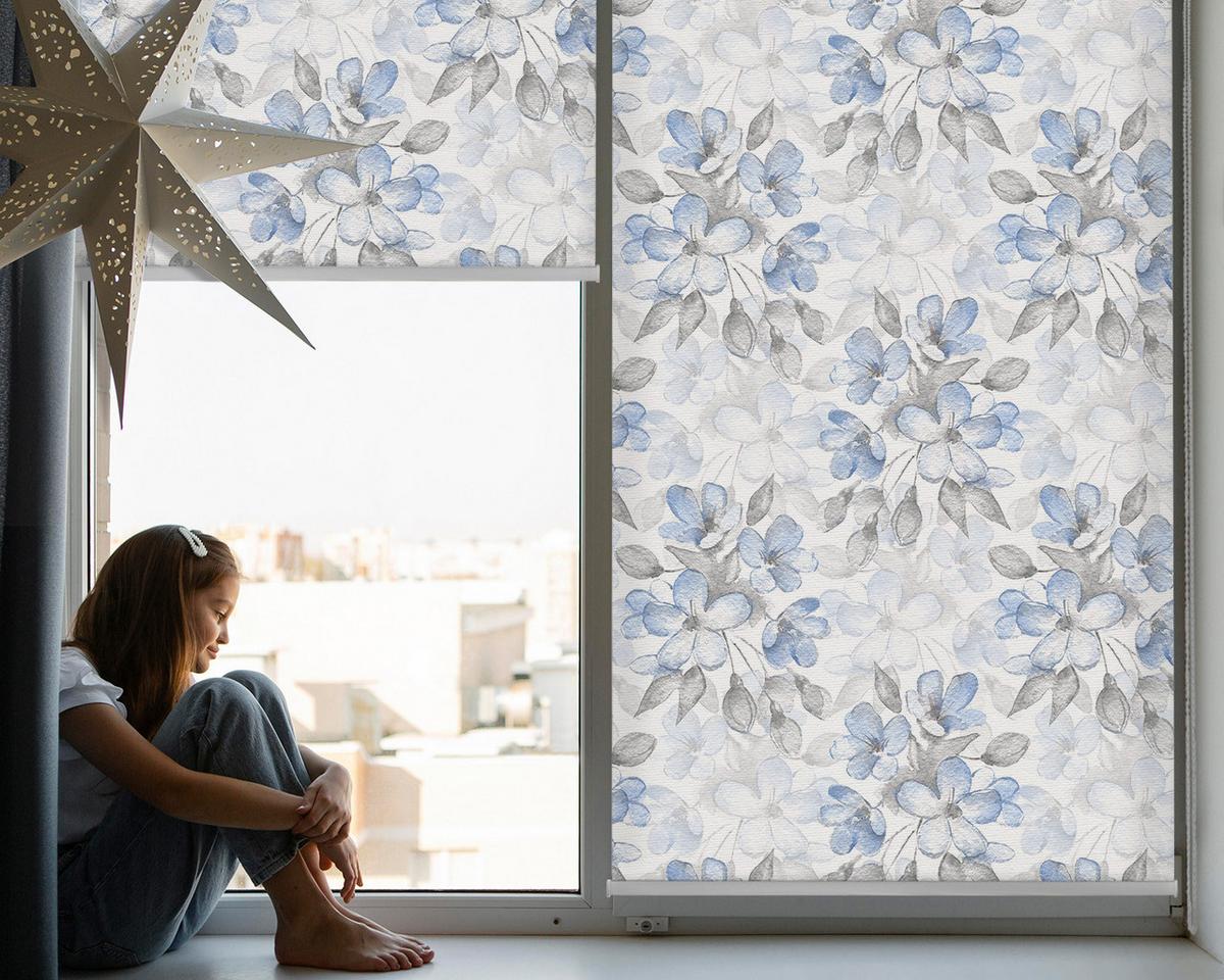 INNENROLLO - Fensterrollo - Rollo - 60x40 cm - Blumen - Blau, Kunststoff (60/140/0.5cm) - TULUP